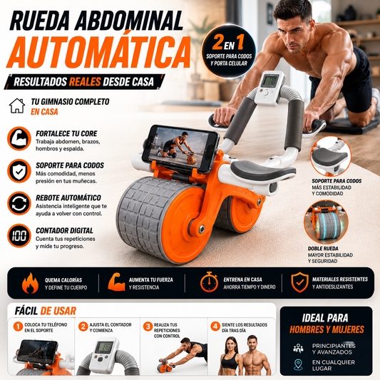 Rueda Abdominal Automática 4 en 1 | Tu Gimnasio Completo en Casa